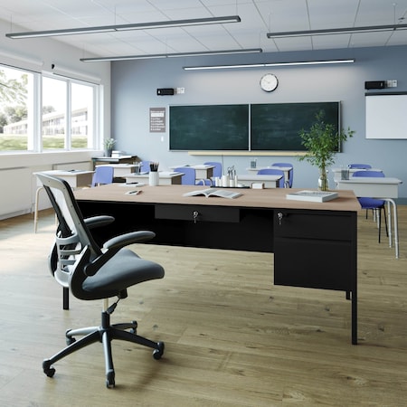 Flash Furniture 30 in D X White Oak, 70 in W X GC-M-BLK-177-WHTOAK-GG